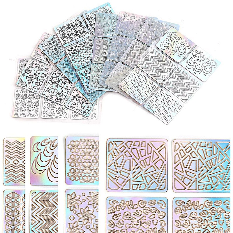 TNC 24Pcs/Set Wavy Hollow Self-adhesive Nail Polish Sticker