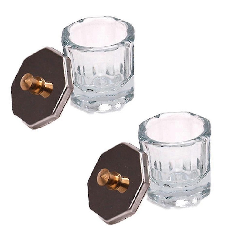 unique Glass Crystal Cup With Lid Mini Bowl Cup Nail Art Tool Transparent Nail Art Equipment For Mixing Liquid Powder