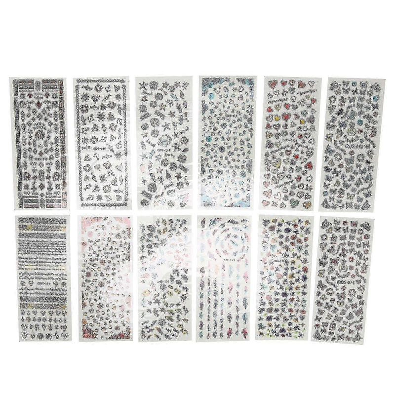 12pcs Nail Stickers Environmentally Friendly Safe Different Types DIY Toenails Decoration