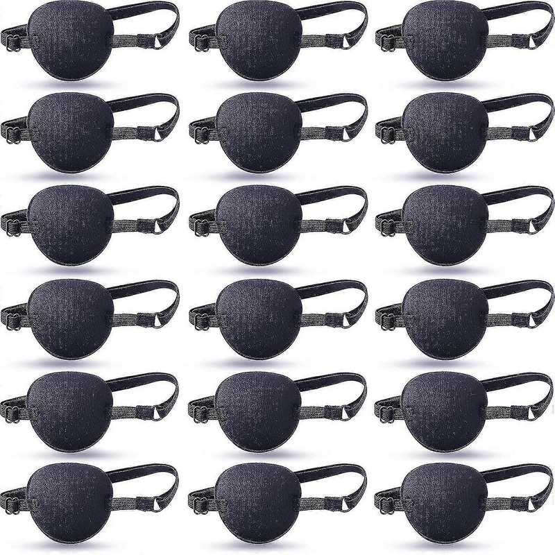 18 Pieces 3d Eye Patch, Pirate Eye Patches, Adjustable Single Eye Patch(black)