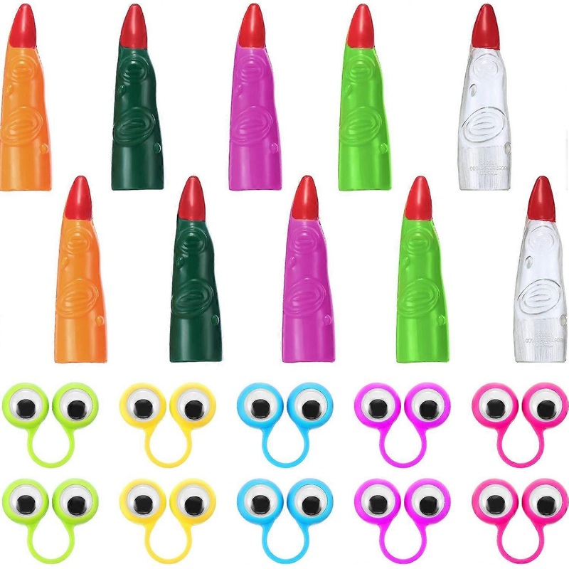 20 Pieces Halloween Accessory Includes 10 Pieces Witches Fingers Martian Costume Fingers Fake Nails Halloween Vampire Finger and 10 Pieces Eye Finger