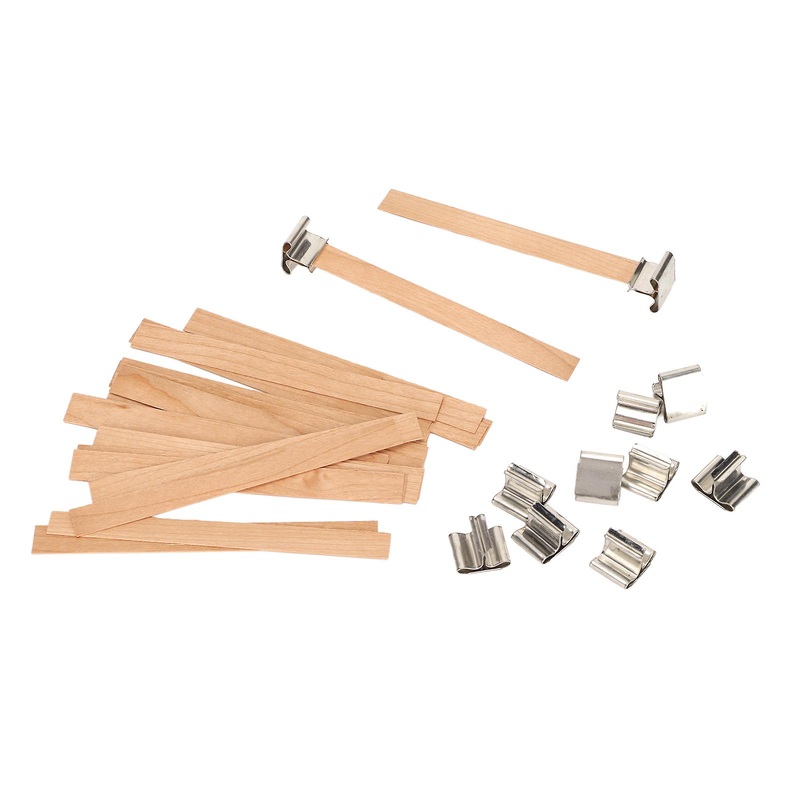 33Pcs Wood Candle Wicks Handcraft DIY Degradable Eco Friendly Smokeless Candle Wicks with Base for DIY Candle Making