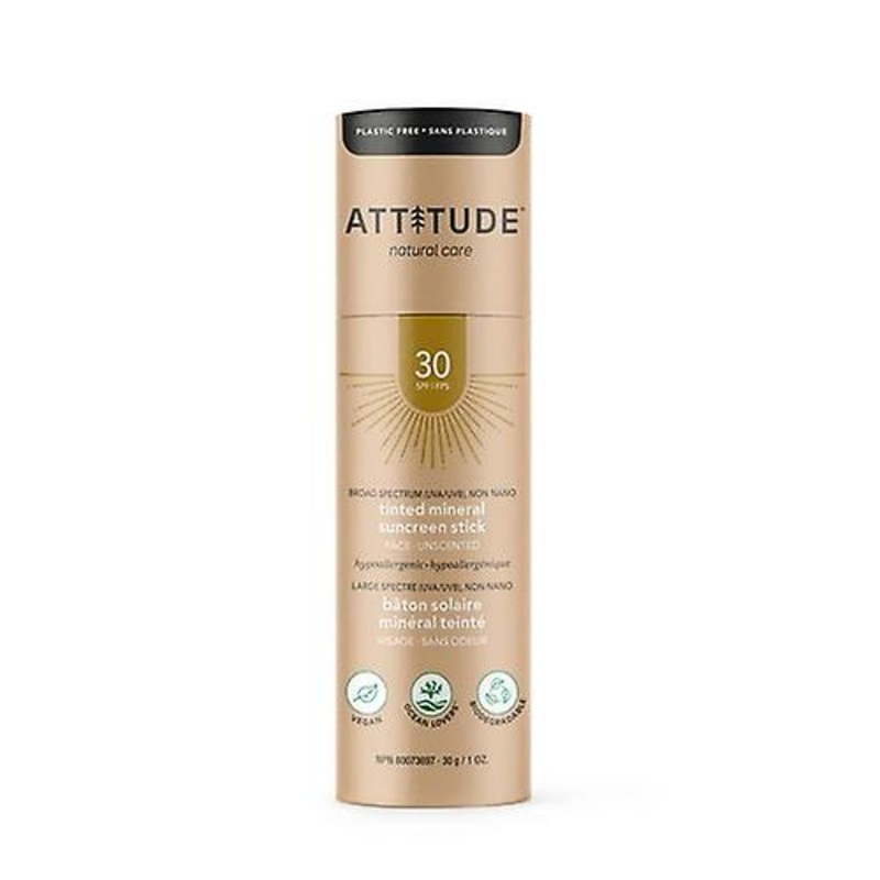 Attitude Sunscreen Face Stick SPF 30 Tinted Unscented, 1 Oz (Pack of 1)