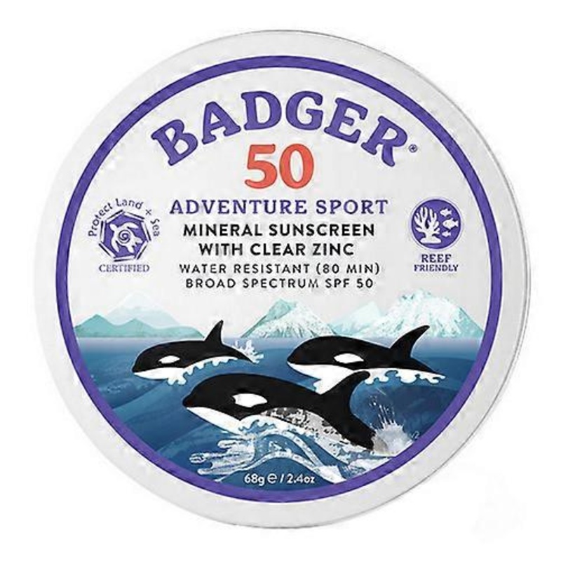 Badger Balm SPF 50 Adventure Sport Mineral Sunscreen ,2.4 Oz