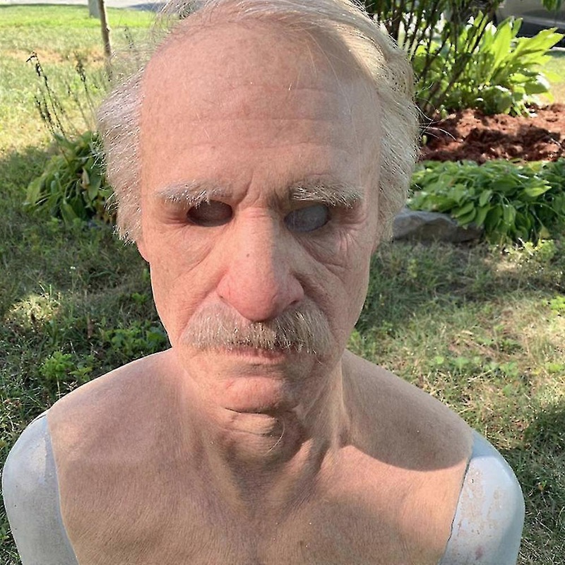 Latex Old Man Halloween Props Cosplay Party Realistic Full Face Mask Headgear