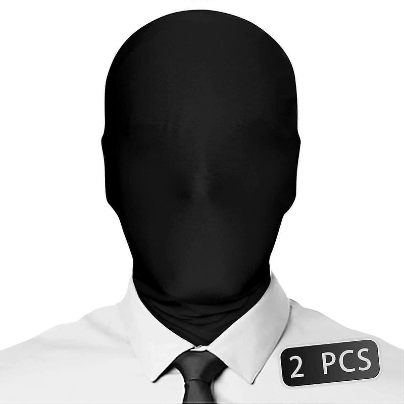 Wabjtam 2 Pieces Full Face Mask Black 2nd Skin Masks Halloween Cosplay Spandex Hood For Unisex Cloth
