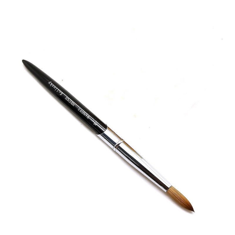 WANGYI Nail Art Brush,Large Size Oval Crimped Shape Brush Pure Kolky Acryli Nail Brush with Metal Handle (Size 12)