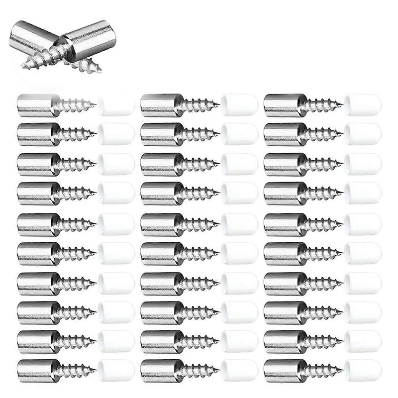 100PCS Fixed Support Self-Tapping -Screw, Wardrobe Cabinet Glass Partition Nails , with Rubber Slee