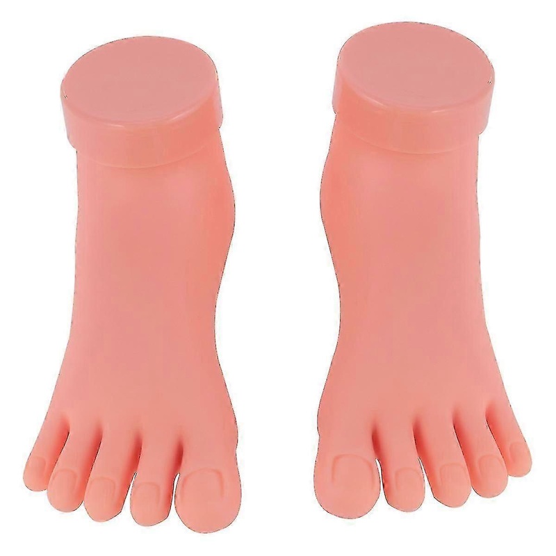 2 Pcs/1 Pack Nail Art Practice Right Left Foot Model Practical Manicure Training Model Practice Tool for Lady Girl