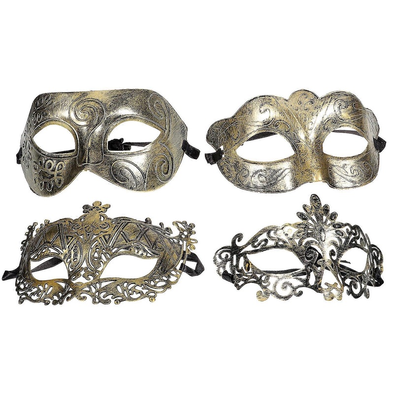4Pcs Retro Mask Masquerade Mask Prop Festival Adult Mask Dancing Party Prop