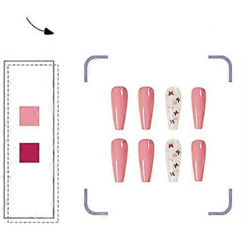 Salon-Quality Manicure: Gradient Nails Tips, Easy To Use French Press On Nails, Reusable Fake Nails For Women And Girls, 24Pcs Coffin False Nails In