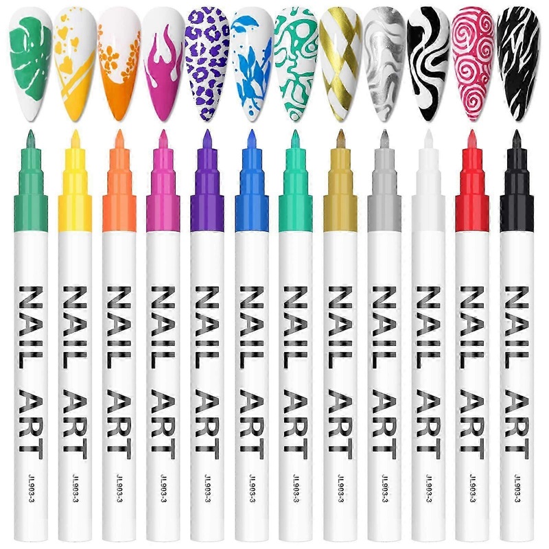 12 Color Nail Art Pens Set-Nail Point Graffiti Dotting Pen - for DIY Nail Art Beauty Adorn Manicure Tools