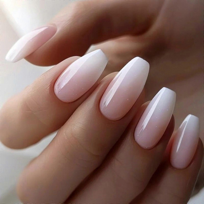 1Set Omber Press on Nail Glues on Nail French Tips Fake Nail Acrylic Artificial Nail Gradient False Nail for Womens