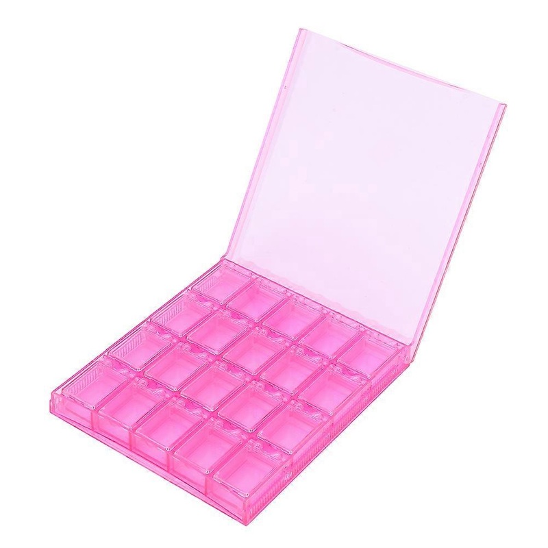 20 grids Nail Decoration Sequence Organize Box Transparent Empty Nail Art Storage Box(Rose Red)