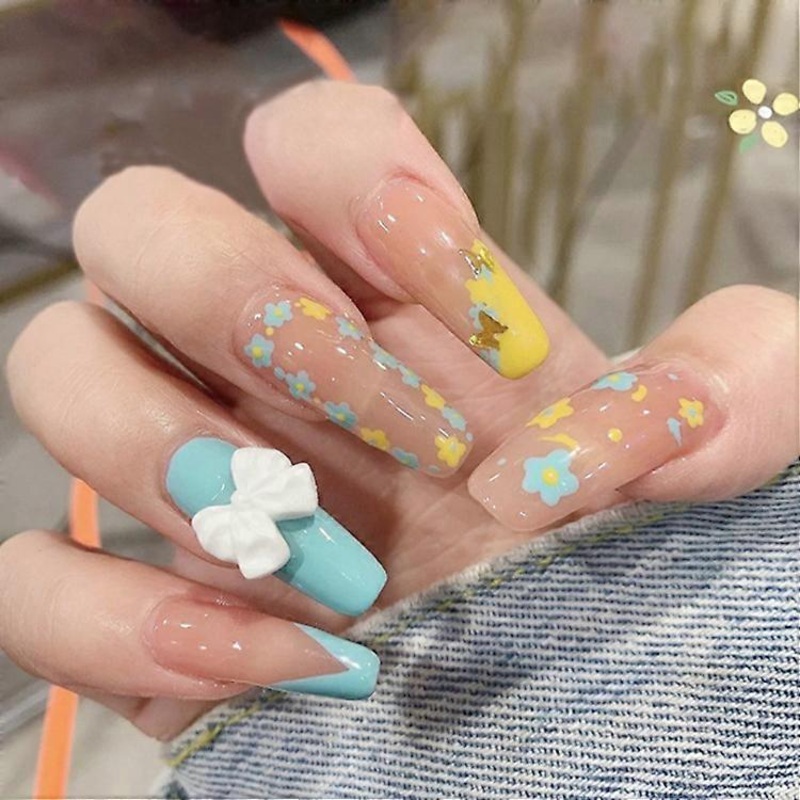 Press On Nails, Eco-Friendly Abs Resin Reusable Glossy Long False Nails, For Perfect Gift For Women At Party Prom Wedding Etc, 12 Different Sizes,