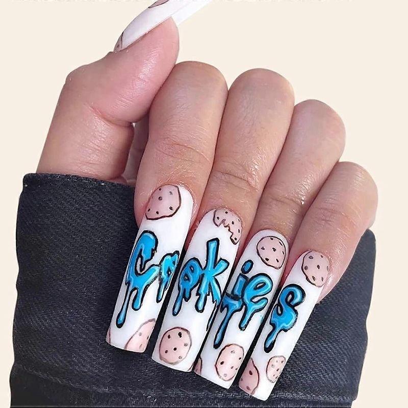 Press On Nails, Long Coffin French Tip Salon-Quality Enhancement, Full Cover False Nails With Easy Application And Long-Lasting Performance For Women