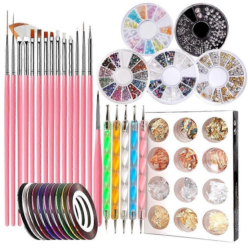 Professional Manicure Kit, Nail Art Tools With Dotting Pen And Stamping Sponge Pusher For Assorted Nail Art Creations