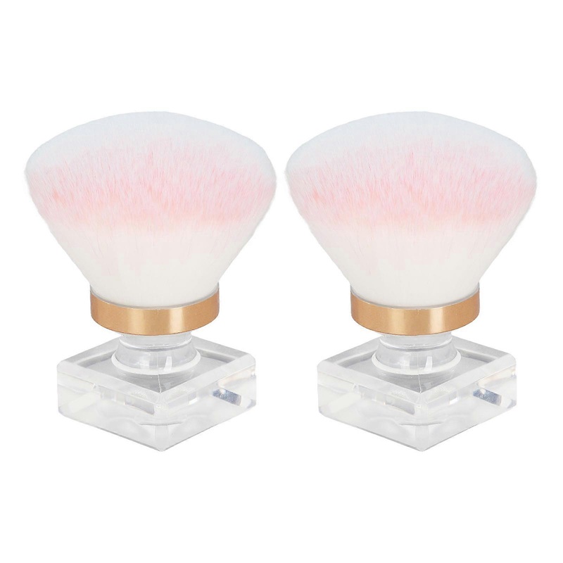 Professional Soft Kabuki Cleaner, Crystal Base Ergonomic Brush for Nail Art with Rose-Shaped Head, Nail Dust Brush for Makeup Acrylic Nails (2PCS)