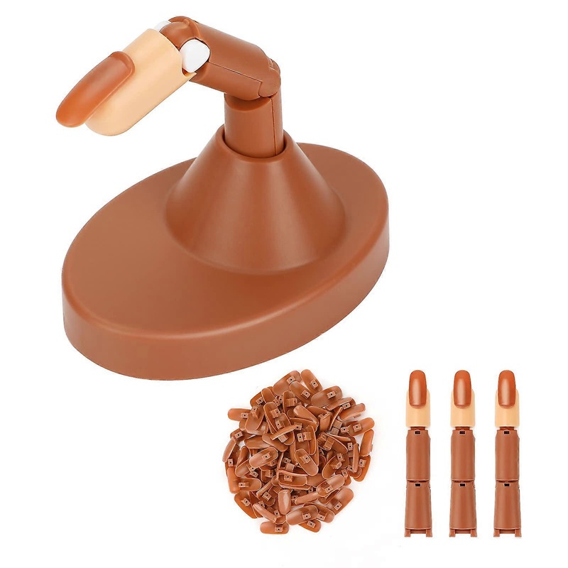 Reusable Fake Nail Mannequin, Non-slip Base Stand with Acrylic Nail Training, Flexible Nail Practice Finger, Adjustable Fake Fingers, Includes 100