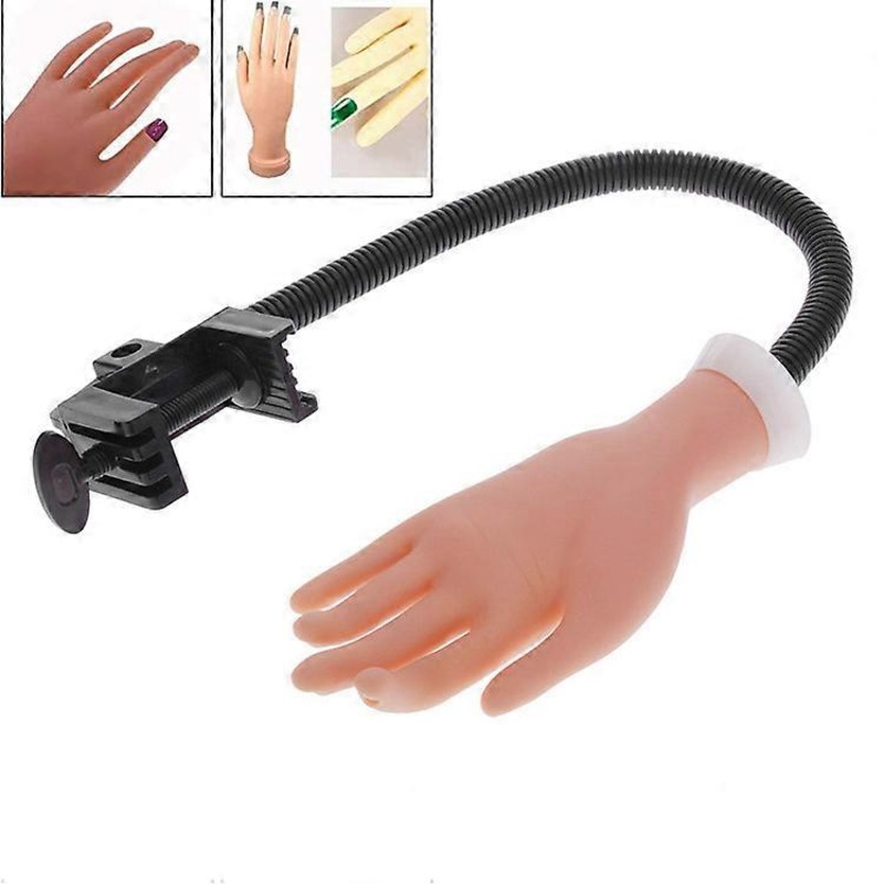 Reusable Nail Art Practice Hand, Simulated Real Hand for Acrylic Nail Training, Thickened Base Stability, Close to Skin Color, Ideal for Beginners