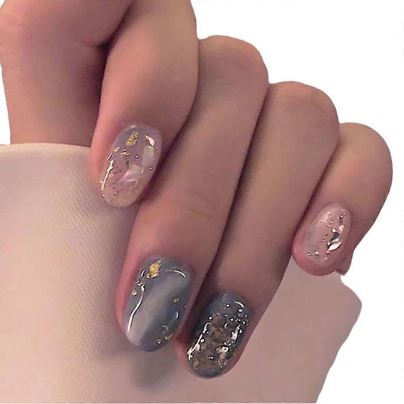 Salon-Quality Press On Nails, Customizable Shape Luxury Glitter Glossy Oval 24PCS for Women, Girls (Luxury)