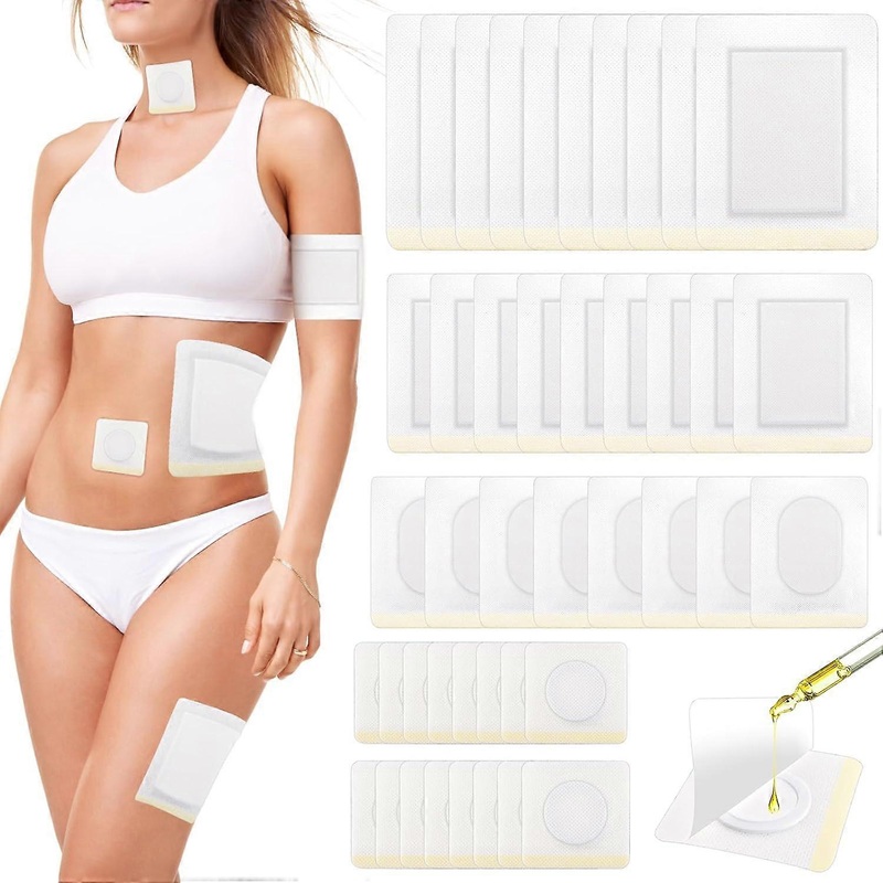 46 Pcs Castor Oil Patches, Disposable Castor Oil Pack Wrap for Belly Button, Waist, Neck, Breast, Back, Knee and Feet, No