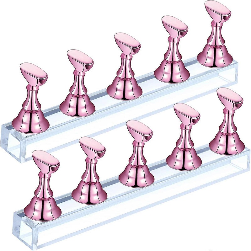 Set of 2 Acrylic Nail Art Display Stands Nail Art Practice Stands Magnetic Nail Art Practice Stands (Powder Plated)