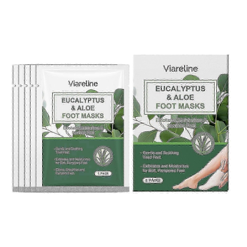 Viareline Aloe Vera Exfoliating Moisturizing Foot Mask Gently Cleansing Kerato Moisturizing and Smoothing Foot Skin
