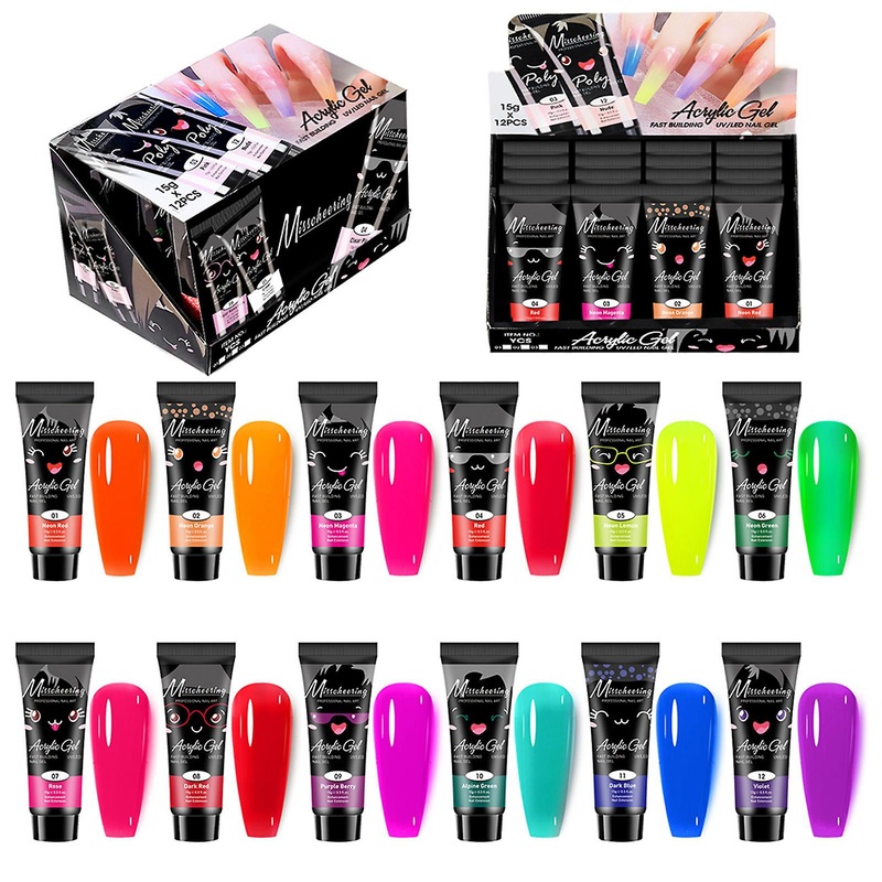12 Colors Nails Extension Gel, Professional DIY Nail Art Accessories, DIY Nail Design Accessories, for Women Girls