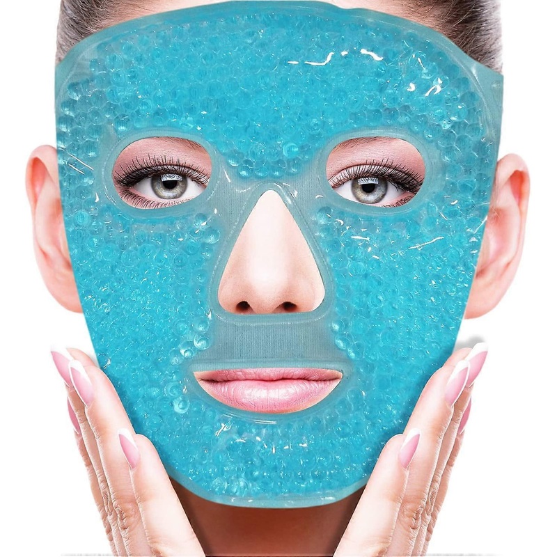 Cold face eye mask ice pack to reduce facial puffiness, gel beads hot hot cold pack for women sleep, stress, headache, skin care