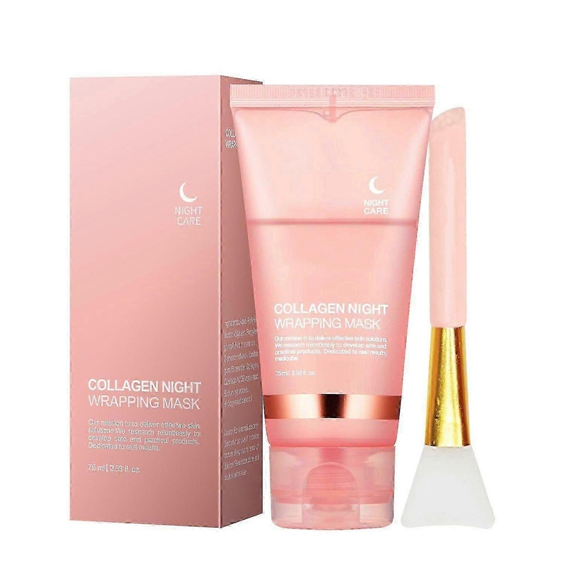 Collagen Night Wrapping Peel Off Facial Mask with Jelly Brush, Firming & Nourishing, Anti-Fine Lines, Enhance Skin Elasticity, for Youthful Complexion
