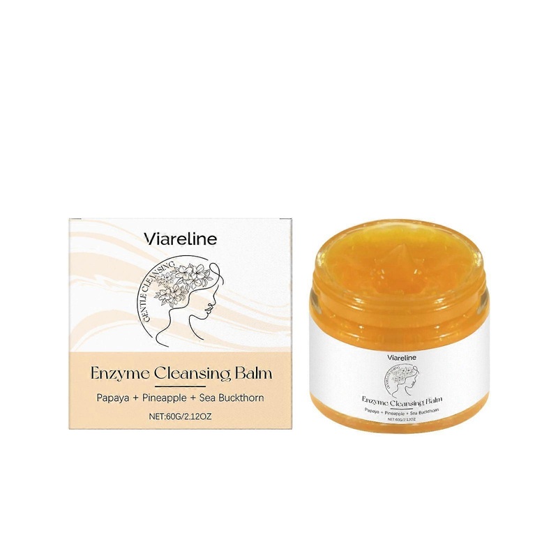 Natural Enzyme Cleansing Balm with Papaya, Pineapple & Sea Buckthorn - Deep Makeup Removal, Antioxidant & Anti-Aging for Sensitive Skin