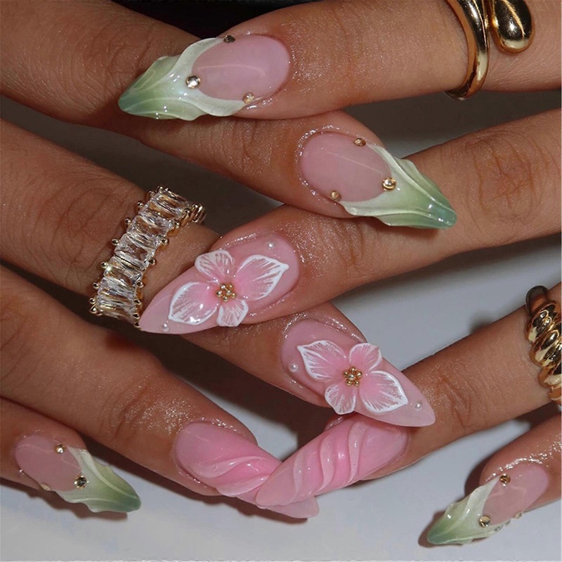 Stylish Press on Nail Set Artificial Nail French Acrylic False Nail Offering Easy Application And Removal For Women