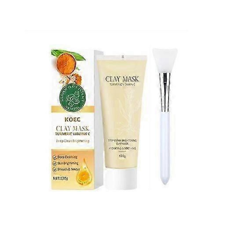 Turmeric Vc Mud Clay Mask | Brightening, Blackhead Removal Oil Control | Deep Cleansing, Hydrating Soothing Clay Mask For Pores | Suitable For All-YoG