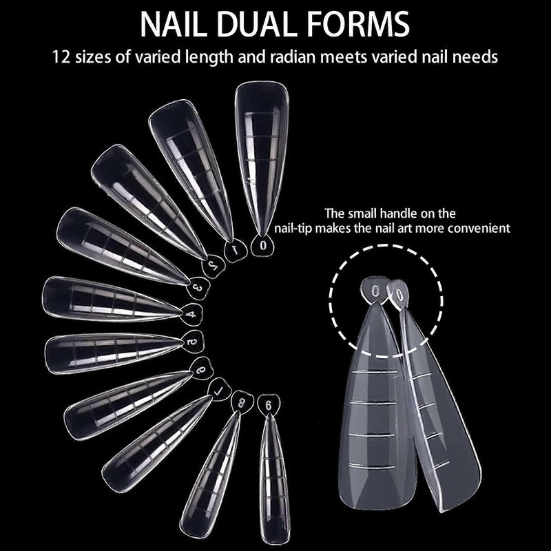 132PCs Nail Dual Forms Kit Nail Art Extension Form Tool Reusable Nail Clips Dual-Ended Brush Picker Nail Files for DIY Nail Art