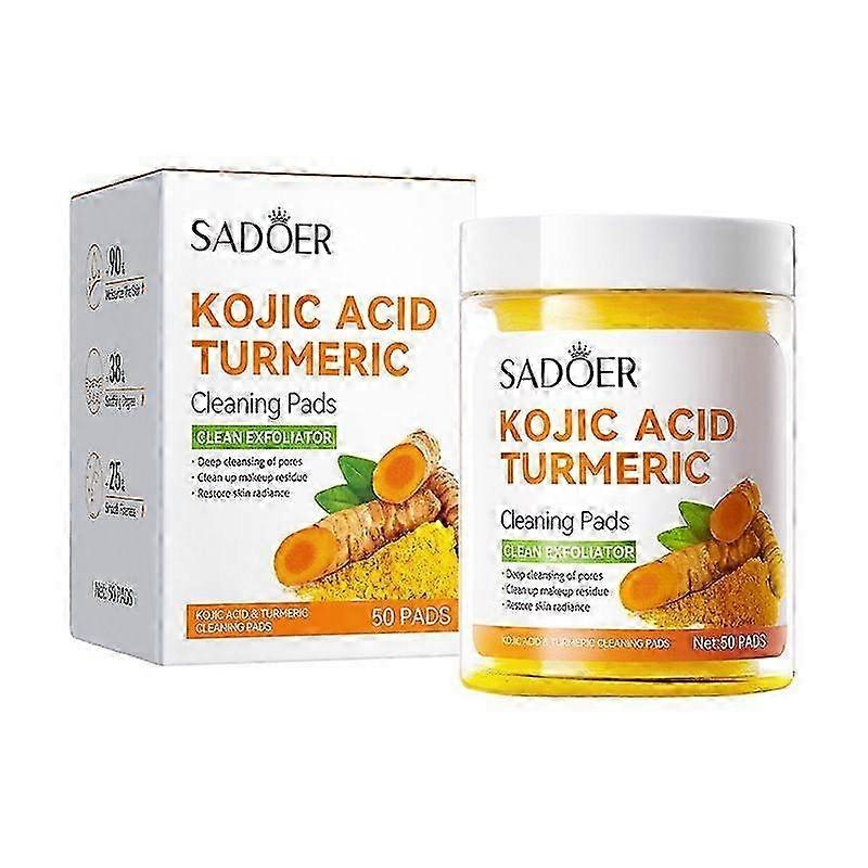 50-100pcs Turmeric Cleansing Pads, Turmeric Kojic Acid Exfoliating Cleansing Pads, Deep Cleansing Pores, Turmeric Kojic Acid Pads for All Skin Types