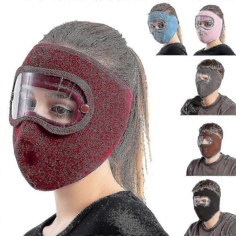 Fleece Balaclava Face Mask with Anti-Fog Goggles Windproof Skull Cap Winter