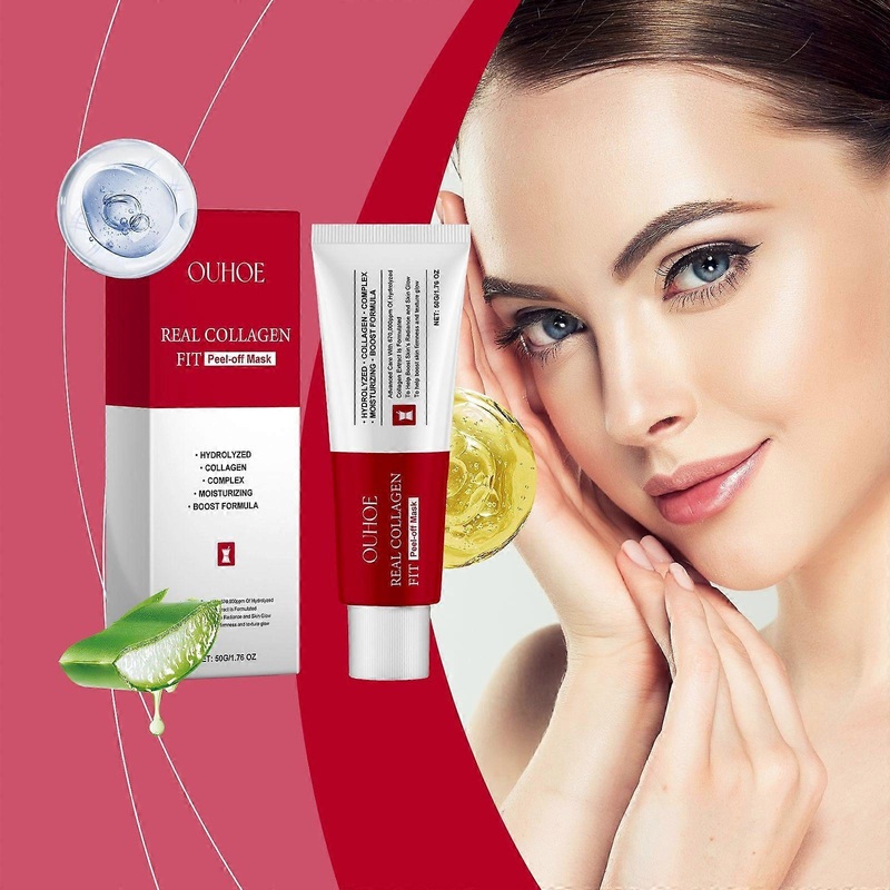 Real Collagen Peel-Off Mask, Hydrolyzed Collagen Peel Off Facial Mask, Smooth & Tight Skin, Reduce Fine Lines & Dullness