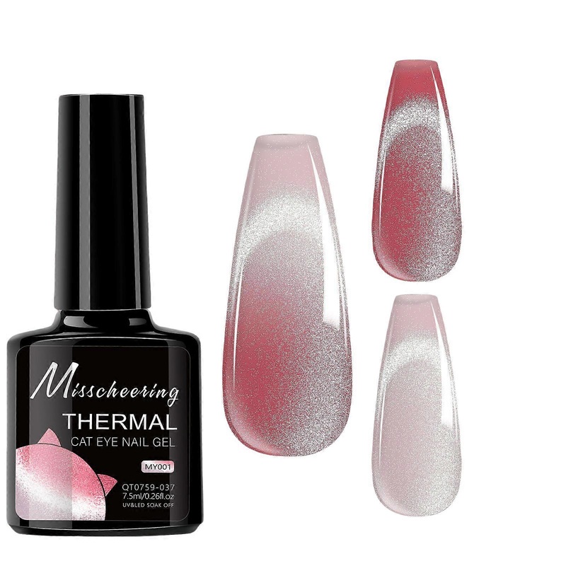 Thermal Color Changing Cat Eye Gel Polish, Glitter Glass Beads Nail Gel, Crystal Whitening Gel, Salon Professional, Peelable Fast Dry