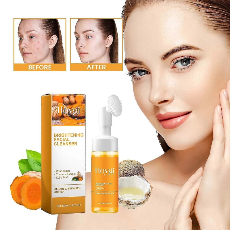 Turmeric Cleanser, Brightening Foaming Cleanser Turmeric and Kojic Acid, Brightening Cleanser, Turmeric Foaming Cleanser for All Skiers