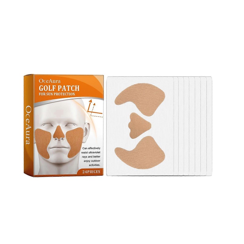 UV Protection Golf Patches - 24 Pack Sun Shield for Face, Easy Application, Soft Spunlace Cloth, Ideal for Outdoor Activities, Sunburn & Tanning Preve