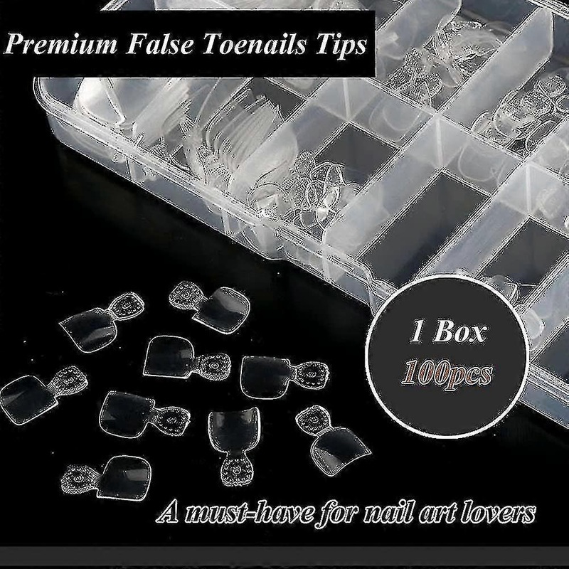 100 Pcs Artificial Toenail Fake Toenail For Diy Foot Nail Salons