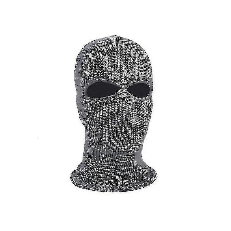 2 Hole Balaclava Hood Cap Full Face Mask Adult Unisex Gray