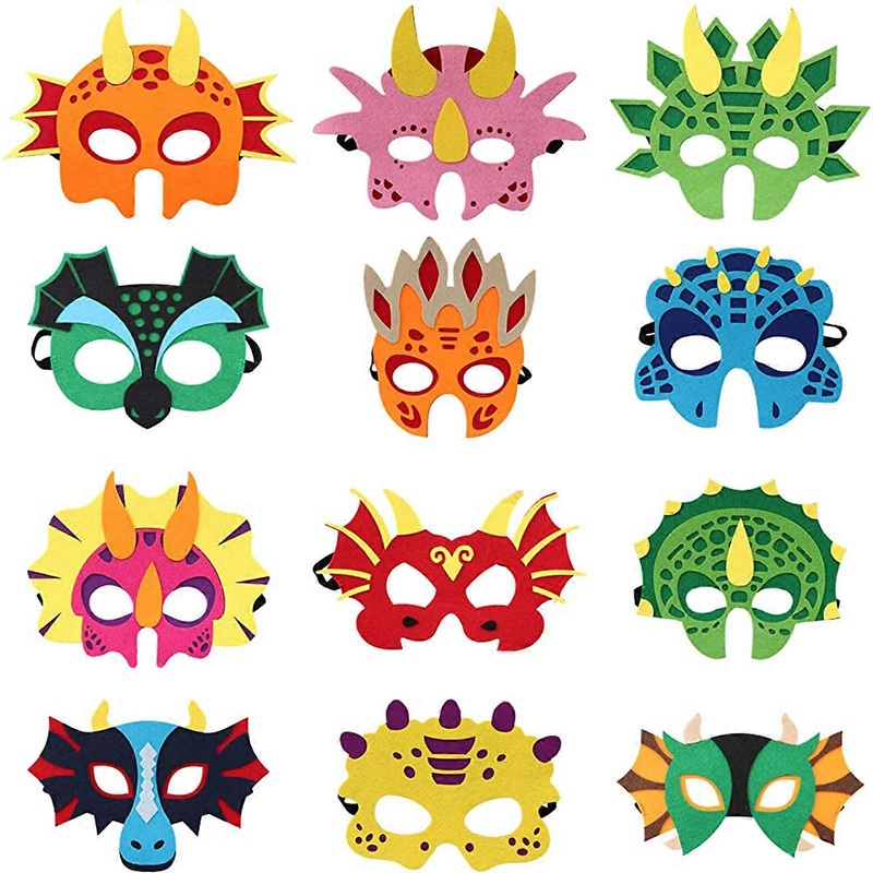 2023 New Dinosaur Mask Face Masks Felt Child Fashion Play House Toys Creative Party Game Props 12PCS New Boys Girls