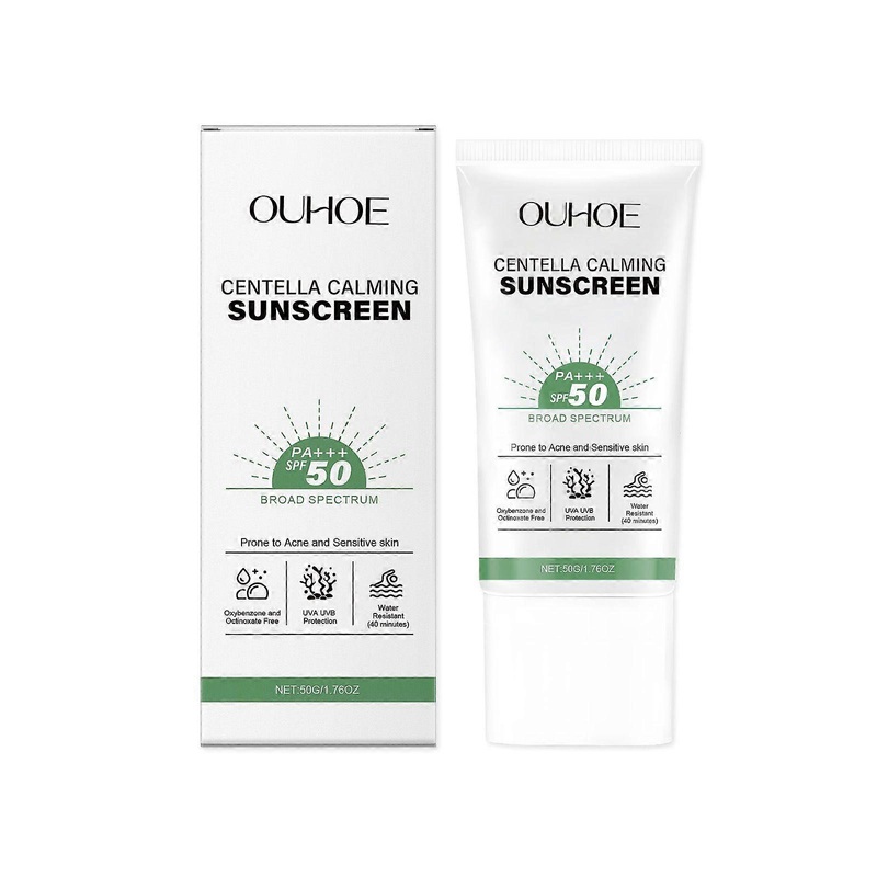 Centella Sunscreen SPF 50 - Hyaluronic Acid Waterproof Sun Serum - Calming, Moisturizing & No White Cast Sensitive Skin Protector Solar