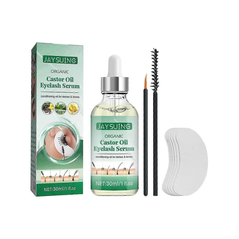Jaysuing Castor Oil Eyelash Essential Oil Kit Long Moisturizing Curling Beautiful Eyelash Essential Oil  30Ml Suit