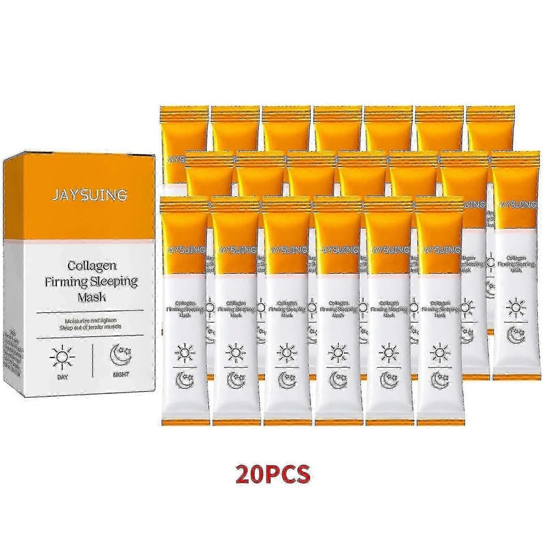 Jaysuing Collagen Sleeping Mask Moisturizing Firming Skin Anti-aging Lighten Fine Lines Whitening Korean Sleeping Facial Mask Xinmu 20pcs -42903628315