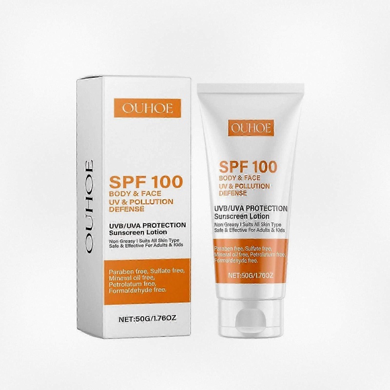 SPF 100 Sunscreen for Face & Body, Waterproof Non-Greasy Moisturizing Lotion with Broad Spectrum UVB/UVA Protection, Sun Cream for Sensitive Skin