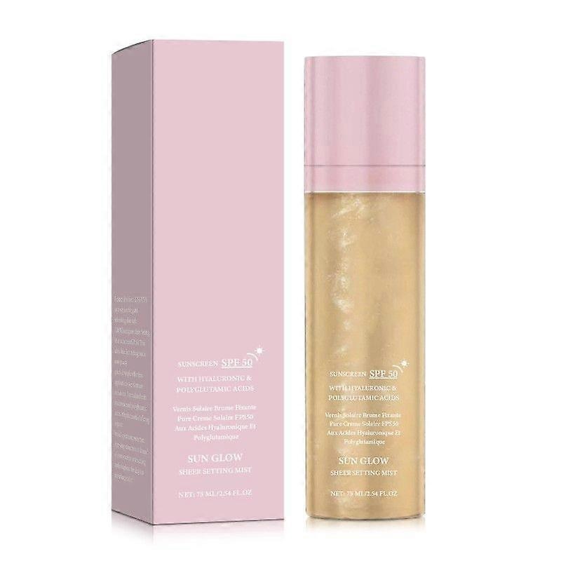 Sunglaze Sheer Setting Mist Sunscreen SPF 50, Broad Spectrum Shimmering Body Oil Mist, Hydrating Face & Body Glow Spray, Non-Greasy & Fast-Absorbing,