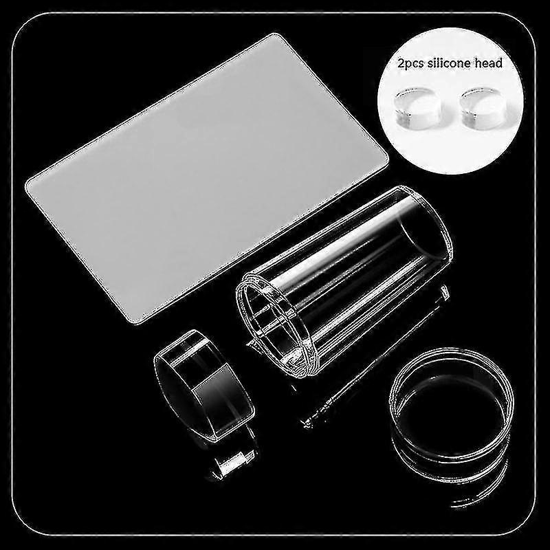 Transparent Nail Stamper With Scraper 2pcs Jelly Silicone Stamp For French Nails Manicuring Kits Nail Art Stamping Tool Set 1 Set With 2pcs Head
